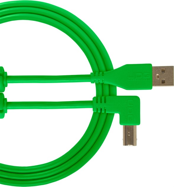 UDG Ultimate USB 2.0 A-B Green Angled 3m