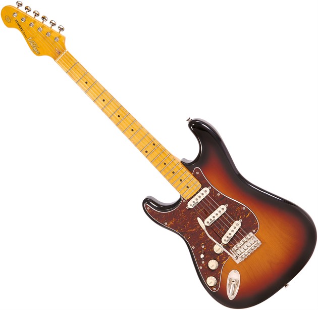VINTAGE LEFT HANDED GUITAR- MAPLE FINGERBOARD - SUNSET SUNBURST