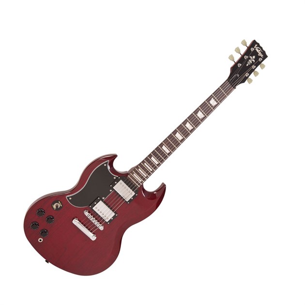 VINTAGE VS6 L/HAND GUITAR, CHERRY RED